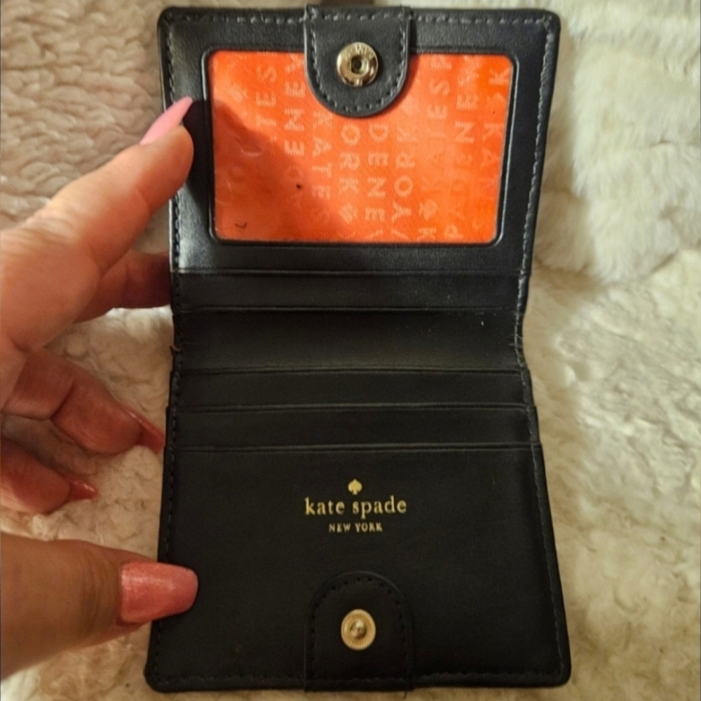 💕 Kate Spade New York Mini Black and Cream Polka Dot Wallet - Picture 3 of 5